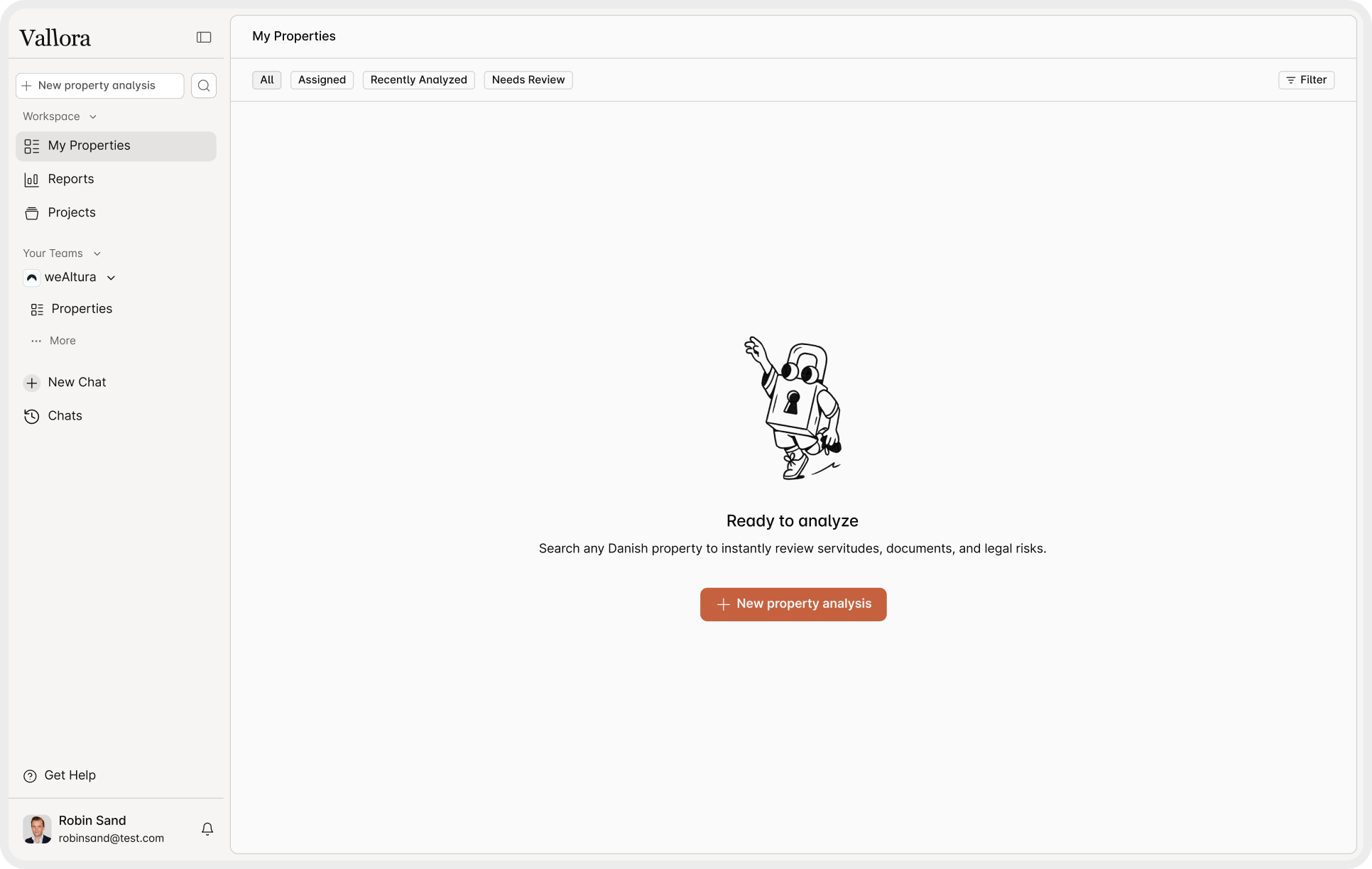 Vallora dashboard